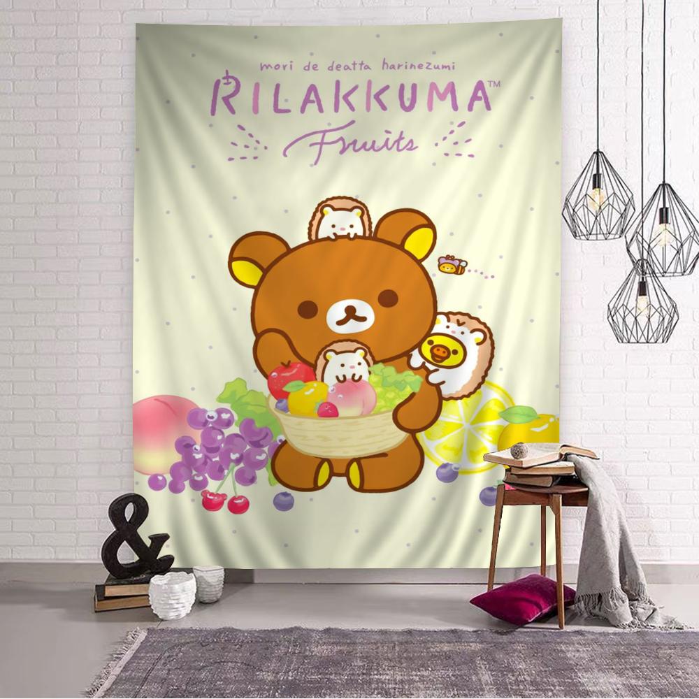 Cute Rilakkuma Bear Printed Large Wall Tapestry Hanging Tarot Hippie Wall Rugs Dorm Home Decor