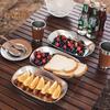 Retro Tinplate Dinner Plate Stainless Steel Serving Tray Round Seasoning Plates Platter Kitchen Gadget for Fruits Desserts Fried Chicken