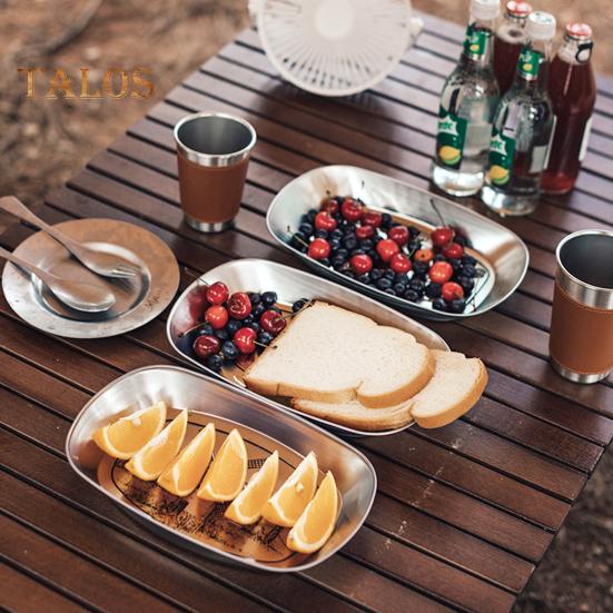 Retro Tinplate Dinner Plate Stainless Steel Serving Tray Round Seasoning Plates Platter Kitchen Gadget for Fruits Desserts Fried Chicken