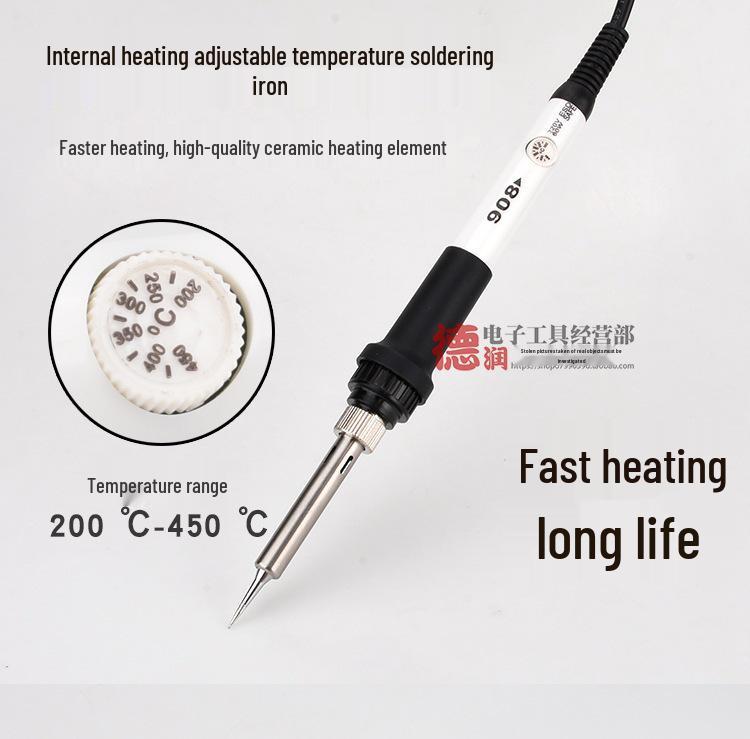 Temperature Control 60W Ultra-Sharp Electric Soldering Iron with Lead-Free Tip, Internal Heating, Antistatic, Replaces 936 Model