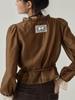SORRY, TOO MUCH LOVE Mocha Shirring Frill Wrap Blouse_Brown