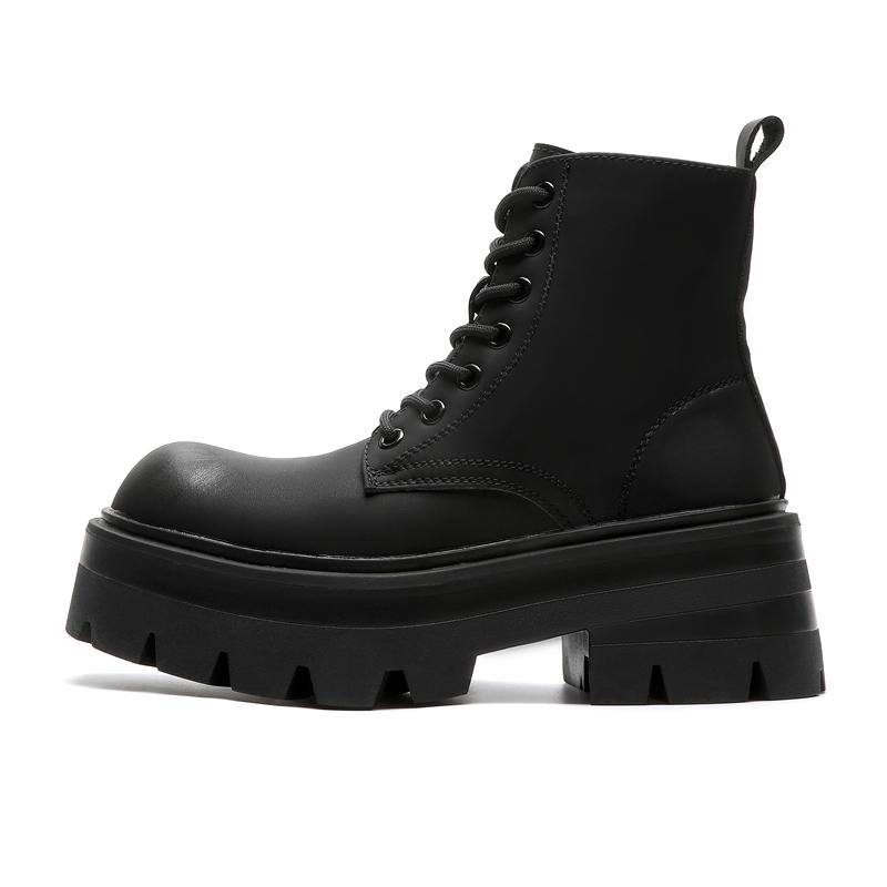 Fashion Fashionable Autumn  Winter New Men's Lace-Up Casual Boot Short-Top Anti-Slip Walking Boot Classic Durable Height-Increasing Boot