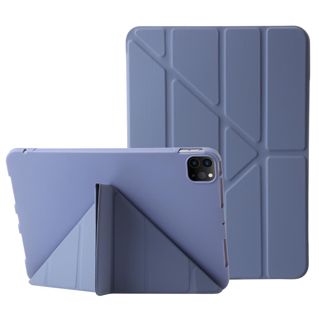 For iPad Pro 11 (2024) Case Origami Stand PU Leather+Silicone Cover with Auto Sleep/Wake