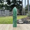 2Pcs Green Fluorite Crystal Single Point Tower 6-Sided Prism Wand Natural Healing Stone Sculptures Home Decor Outdoor Statues