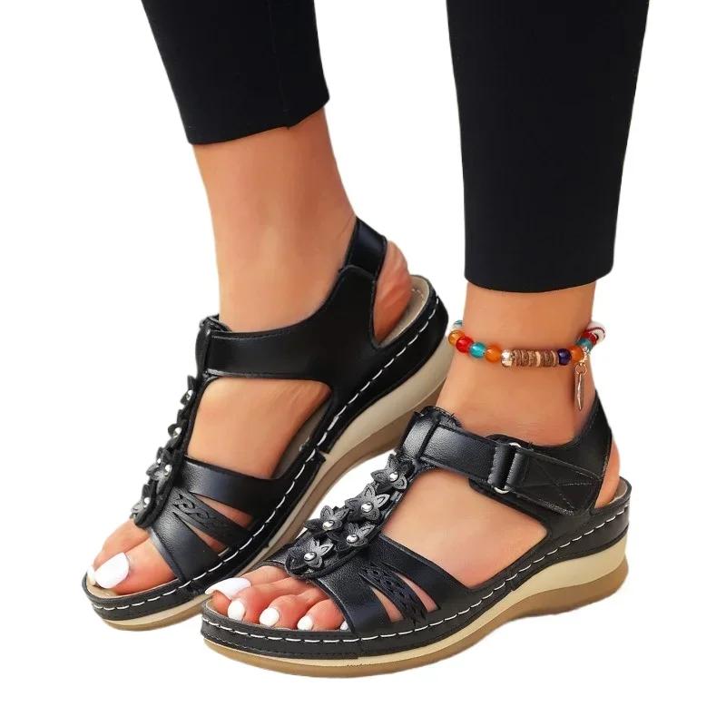 Fashion Woman Shoes 2025 Hot Sale Peep Toe Platform Wedge Women's Sandals Fashion Floral Women New Plus Size Best Seller Casual Sandals