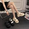 Internet celebrity trend casual outerwear one-word slippers women's summer 2025 Korean version of muffin thick-soled small sandals holder