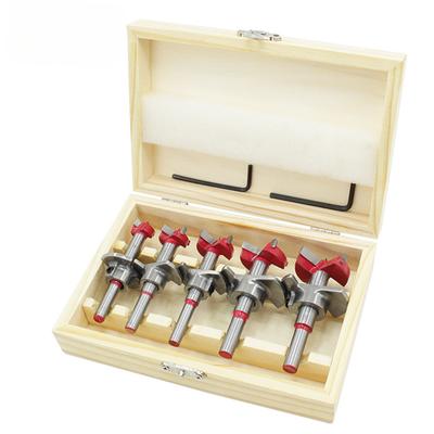 1 Set di perforatori per legno di posizionamento, punta piatta in carburo a lama piatta, alesatore regolabile per fori cerniera 15-35mm