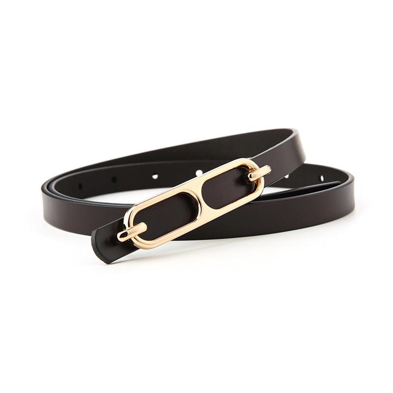 Cintura da Donna in Vera Pelle con Fibbia Quadrata per Abbigliamento Casual e Accessorio di Moda