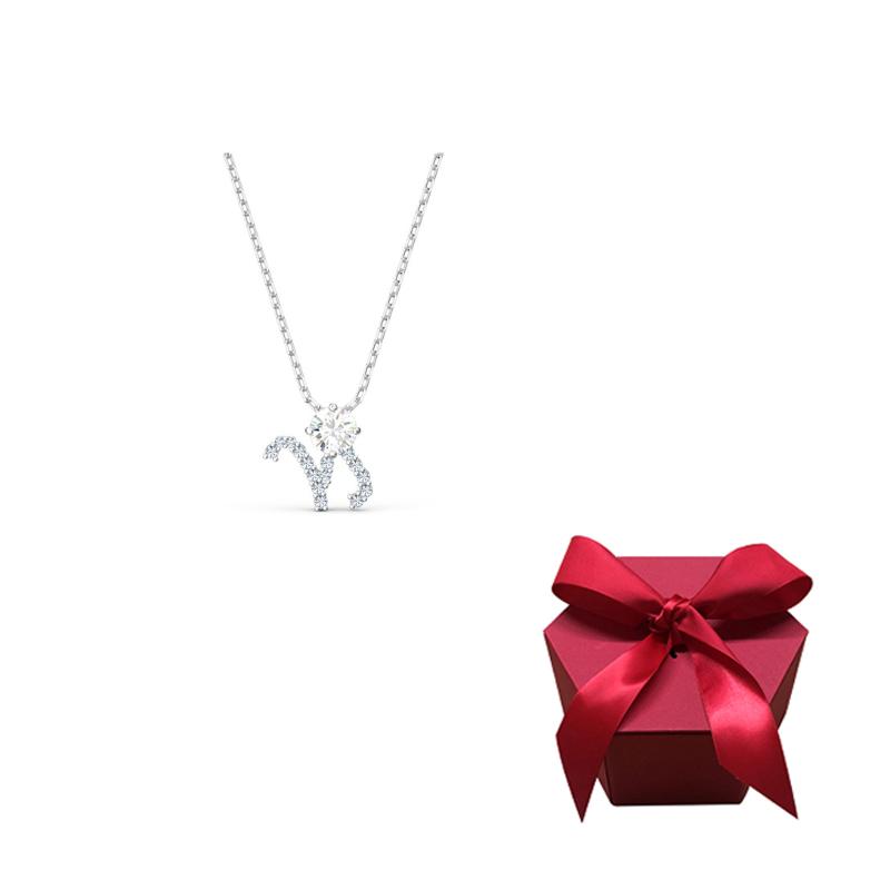 Swarovski Zodiac II Synthetic Cubic Zirconia Necklaces Womens Silver F-Gift Box A серебряный