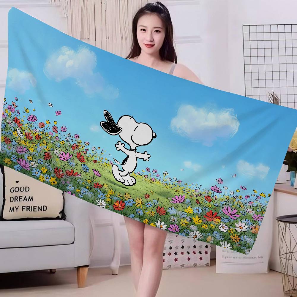 S-Snoopy Cartoon Microfiber Printed Beach Towel Mountain Climbing Yoga Beach Swimming Running Absorbent Soft Towel