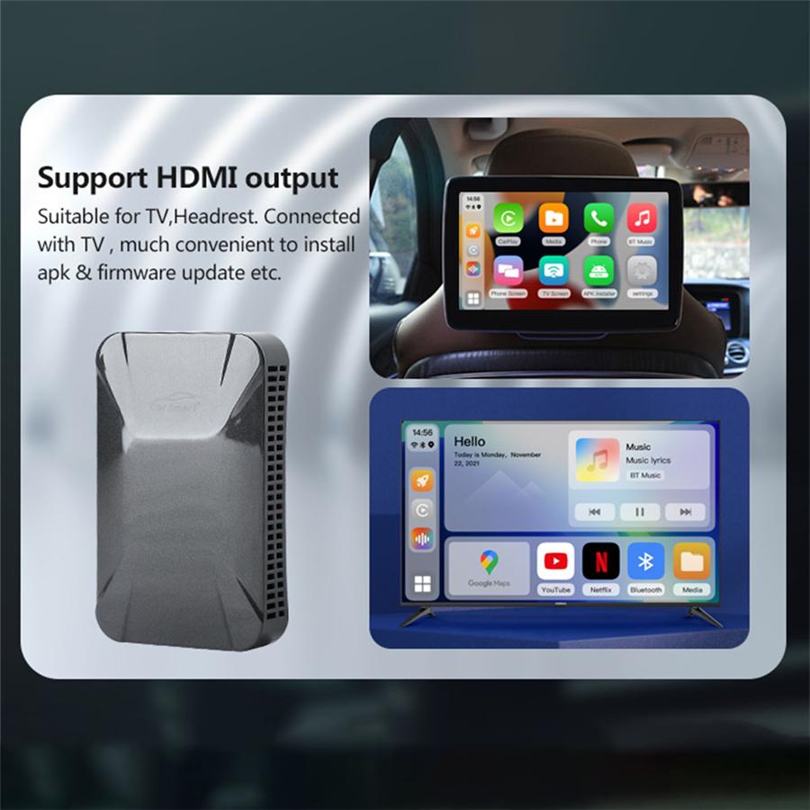 Car Wireless Android Auto TV Box For Netflix Youtube Multimedia Player 4+64G