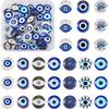 Pandahall 60Pcs Evil Eye Glass Cabochons - 12mm Half Round Flatback Dome Lucky Eye Cameo Gem Cover Beads for Pendant Props Photo Jewelry Making