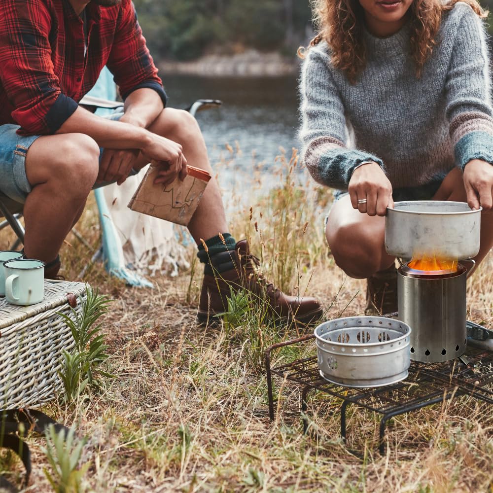 Xtahdge Stainless Steel Camping Wood Stove, Outdoor Smokeless Fire Pit, Small Backpacking Stove