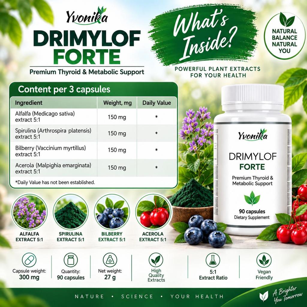 Yvonika Drimylof Forte – Premium Thyroid & Metabolic Support, 90 Capsules