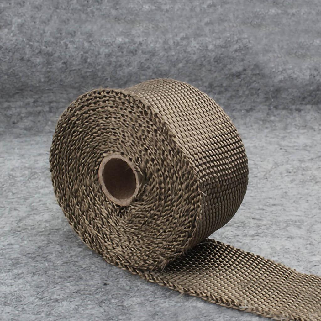 Exhaust Heat Wrap Roll High Temperature Resistance Exhaust Pipe Sound Insulation Tape for Motorcycle5mmx50mmx10m/0.2inx2inx11yd Titanium Gold