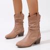 Runder Kopf Bequeme Plüschstiefel Damen Sommer Vielseitig Western Cowboy Stiefel Damen Stiefel
