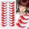 Bunte gefälschte Wimpern Halloween Make-up-Produkte Blau Rot Rosa falsche Wimpern Verlängerung farbige Wimpern Augen Make-up Cosplay