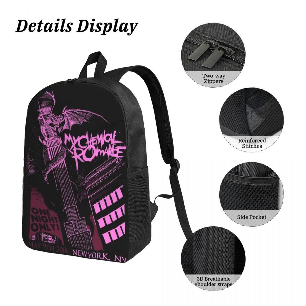 MCR My Chemical Romance Rock Band Kids Backpack Lunch Box Pen Bags for Boys Girls Backpacks School bag Bookbag Set
