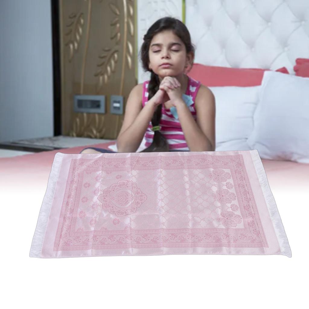 Pray Rug Soft Embroidered Thick Eid Ramadan Islamic Mat with Tassel Storage Bag Pray Beads for Women Men Children Meditation