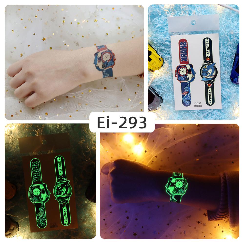 Rikalong Waterproof Luminous Cartoon Tattoo Stickers for Kids - Glow-in-the-Dark Watch Design