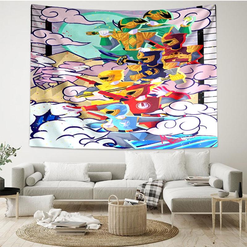 Mighty Morphin Power Rangers Print Tapestry - Portable Wall Decor Cloth, for Home, Dorm, Travel, Bedroom, Living Room - Ideal Birthday Housewarming Gi