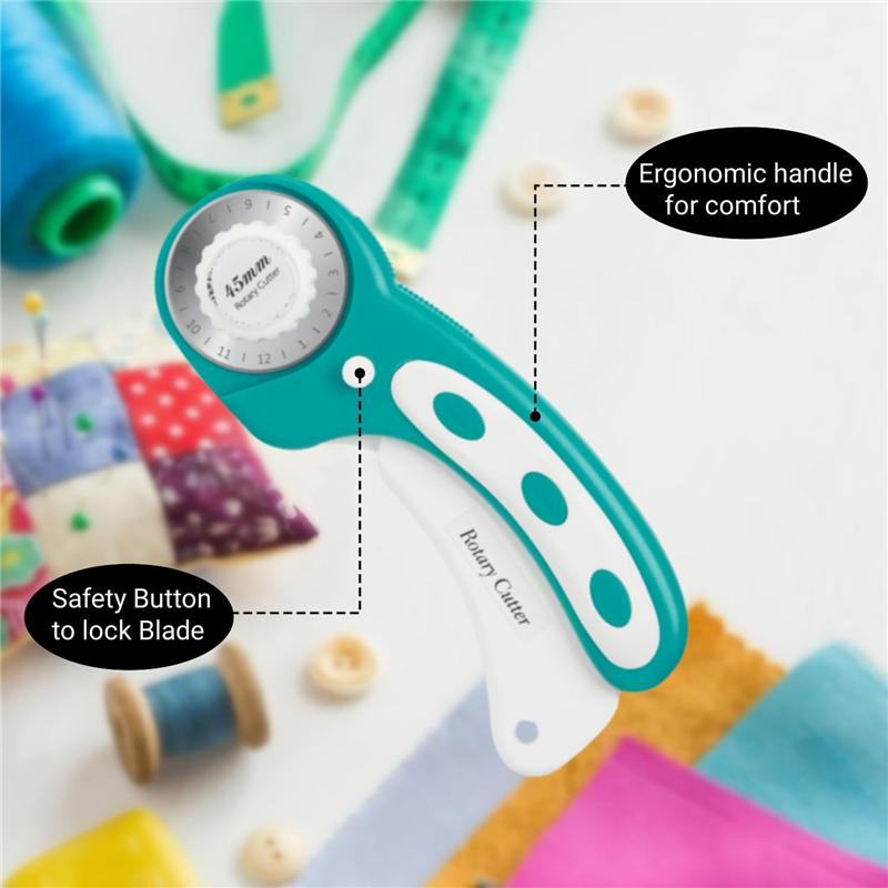 2025 Trend 45Mm Rotary Cutter For Fabric Rolling Fabric Cutter Crochet Edge Skip Blade Perforating With 8Pcs Rotary Blades 1Set