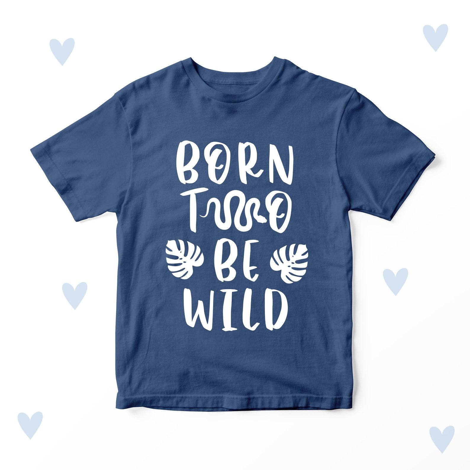 2nd Birthday T-Shirt, Born Two Be Wild Cotton Tee 120