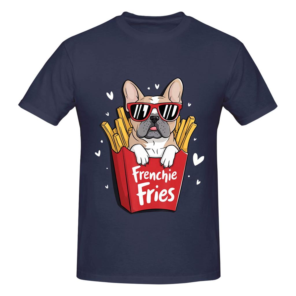 1 Piece Frenchie Fries Graphic 100 Cotton Tshirt French Bulldog Tees Tops For Unisex
