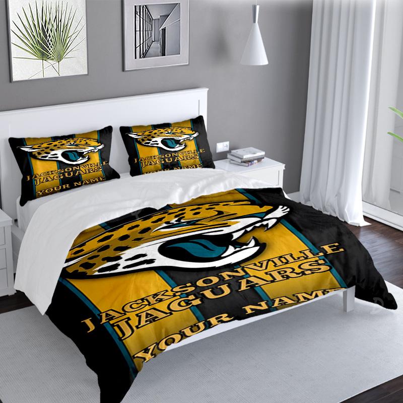 Custom Name 3PCS Jaguar Team Spirit Bedding Set,Including Duvet Cover And 2pcs Pillowcases Perfect for Bedroom,Dormitory,Fan Christmas gift