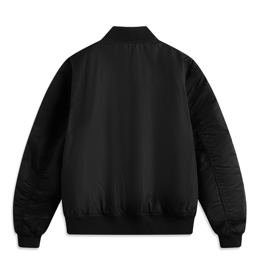 Li Ning Rising Fortune Series Single-Breasted Baseball Collar Letter Long Sleeve Cotton Jacket Men Jackets Black AJMV067-2