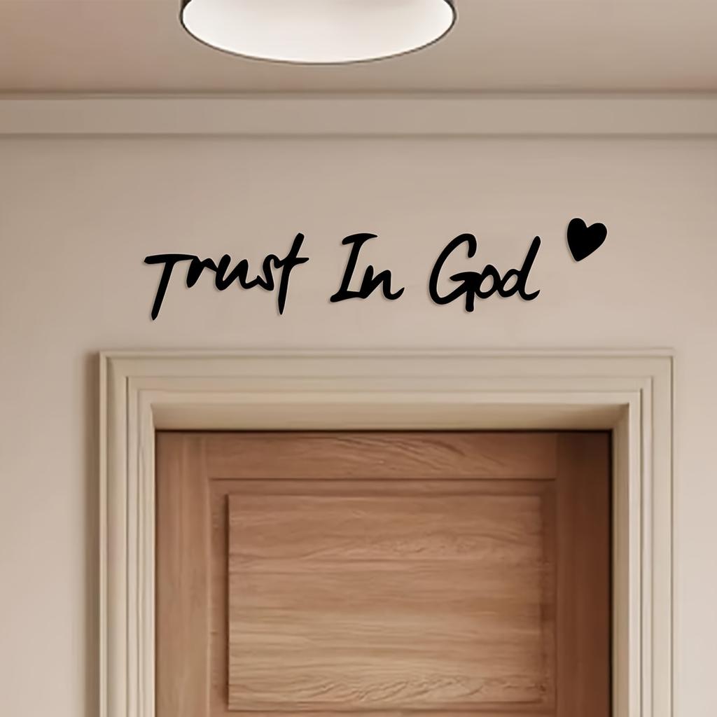 4pcs 2D Flat Unique Decorations-'rust In God' Home Wall Art,Christian Faith  Art,Religious Gift,Elegant Minimalist Design