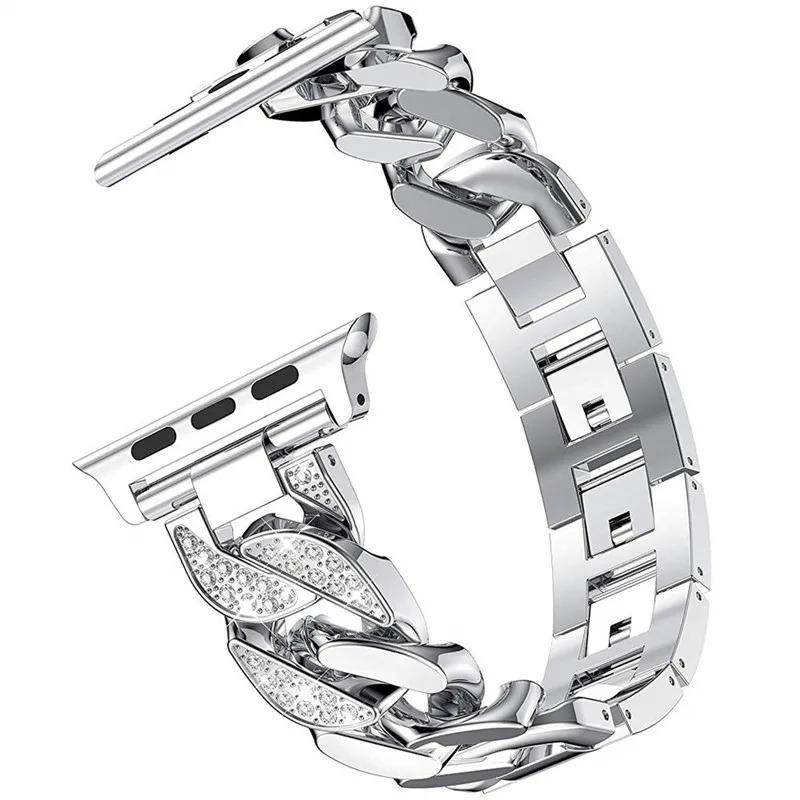 Diamond Strap For Apple Watch Band Ultra 2 49mm 45 41 42 46 38 40 44mm Link Bracelet Corre iWatch Series 10 9 8 7 6 5 4 3 SE