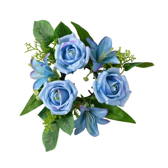 Artificial Floral Wreath for Front Door Realistic Large Rose Lily Flower Wreath with Leaves for Spring Valentine's Mother's Day Wedding Home Decor