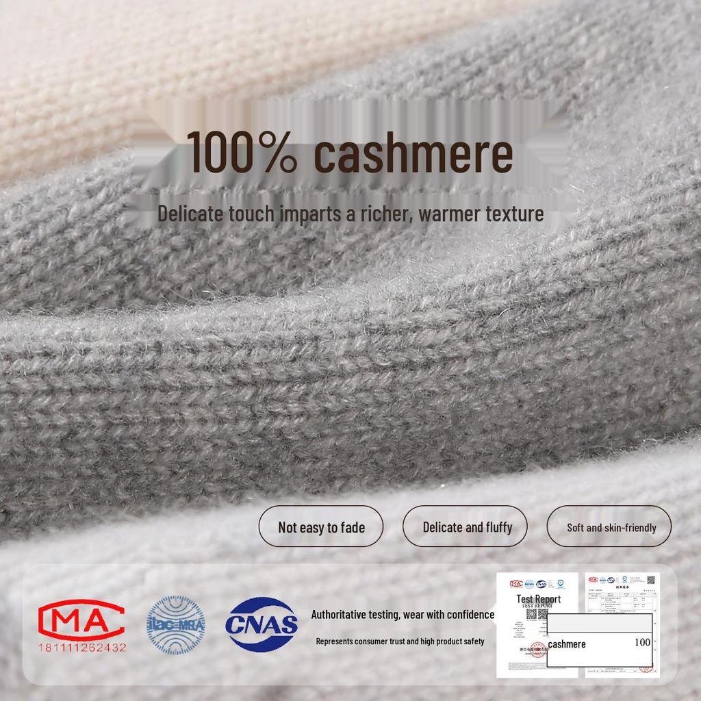 Damska czapka beanie z czystego kaszmiru - wszechstronna czapka typu slouchy na jesień i zimę