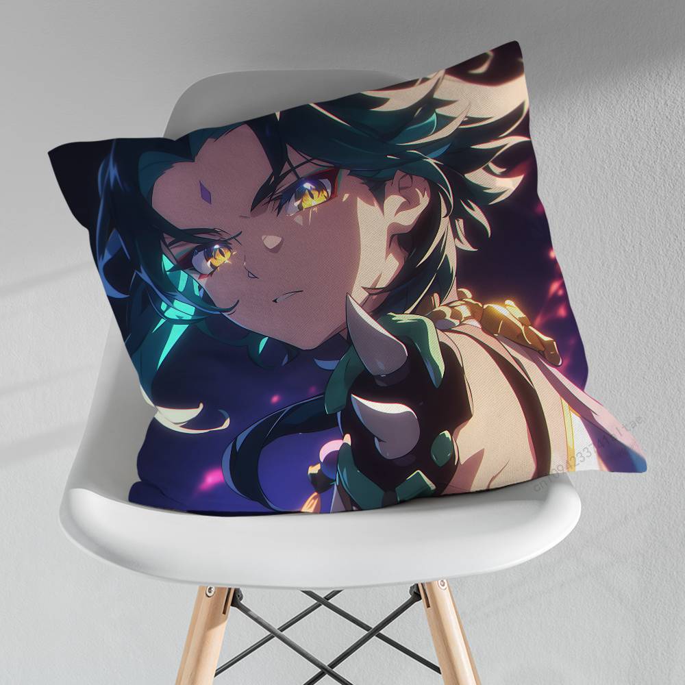 Cute XXiao Genshin Impact Pillowcase for Sofa Room Office Decor Printing Merchandise AllMatch Cushion Cover