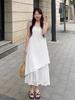 White Vest Skirt Women's Summer 2026 New French Loose Design Medium and Long Irregular Suspender Dress
