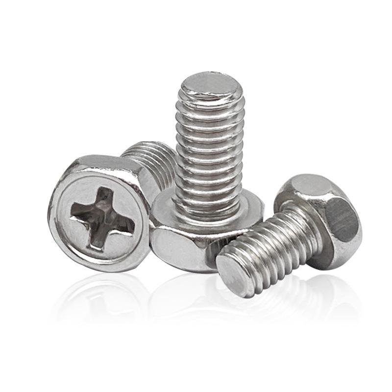 Hex Outer Cross Recessed Slotted Screw, 304 Stainless Steel, GB29.2, M3 M5 M6 M8 Sizes