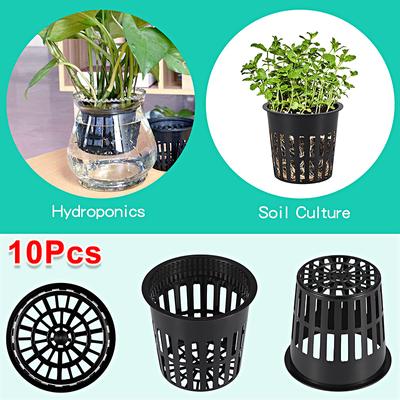 10pcs Hydroponic Soilless Plastic Mesh Cup Growing Basket Nursery Plant Pots Grow Planter