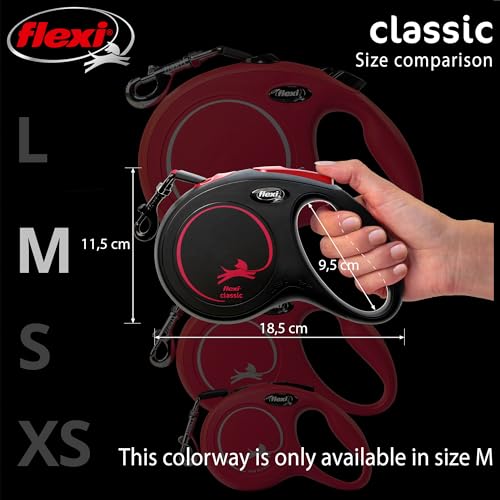 Flexi Classic Tape Dog Lead, Medium (Under 25kg), 5m, Blackfire