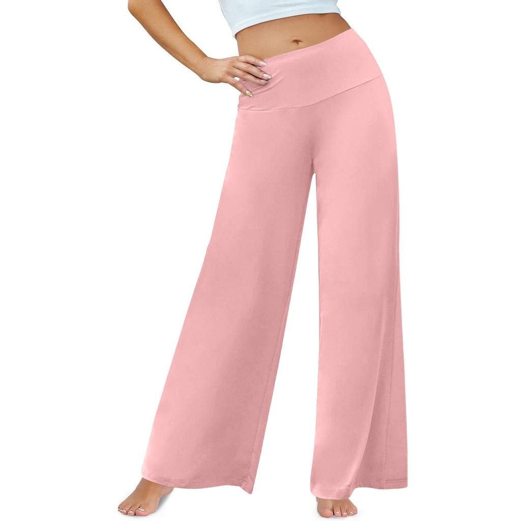 Lässige Hose mit weitem Bein für Damen, hohe Taille, elastisch, bequeme Hose