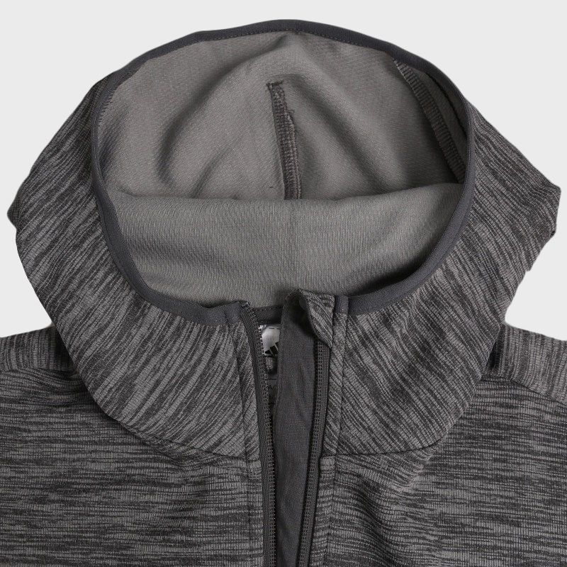 Adidas Clima Heat Comfortable Solid Color Hooded Zip Long Sleeve Jacket Men Jacket Gray DM4378