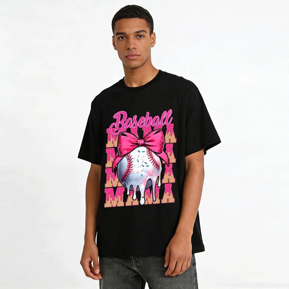 Baseboll Mamma Rosett Dessert Stil Tryck Casual T-shirt Ren bomulls T-shirt