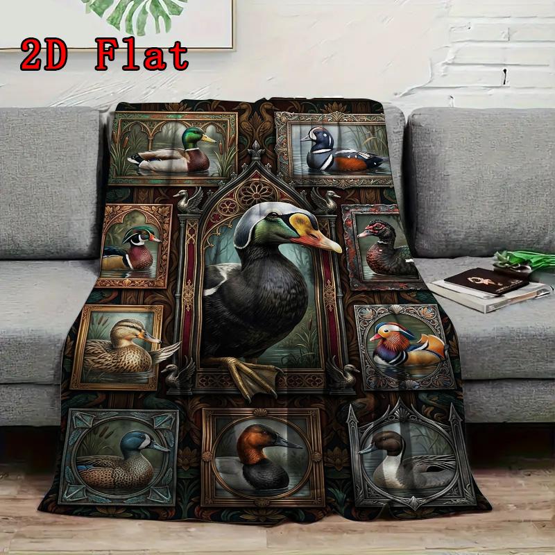 Duck Portrait Gallery 2D Flat Pattern Flannel Blanket, High Quality All Seasons, Home Decor, Warmth and Comfort, Perfect for Christmas Gifts.