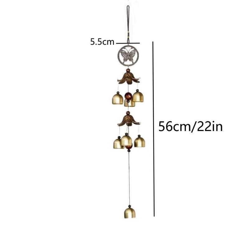 Double Metal Bell Pendant Wind Chime, Brass Color Bell Hanging Decoration, Suitable For Home Patio Wall Hanging, Gift For Friend