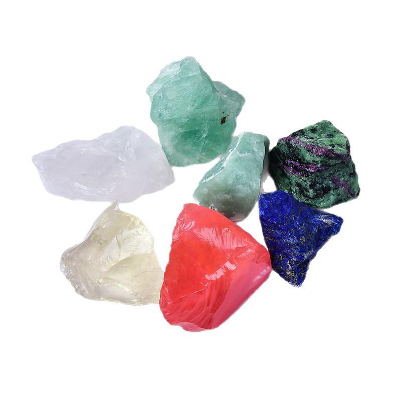 Natural Seven-Color Crystal Wealth-Attracting Raw Stone Set: Unpolished Gemstone Collection & Crushed Stone Gift