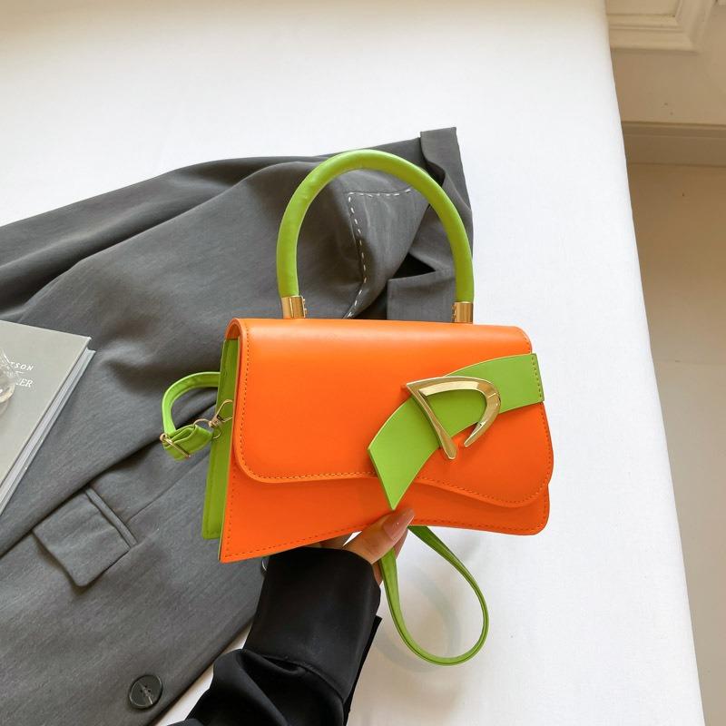 

Ретро текстура маленькая квадратная сумка новая мода откидная сумка через плечо однотонная портативная сумка-мессенджер прилив оранжевый