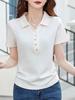 Summer Slim Fit Polo Collar Plus Size T-shirt with Lapel Button