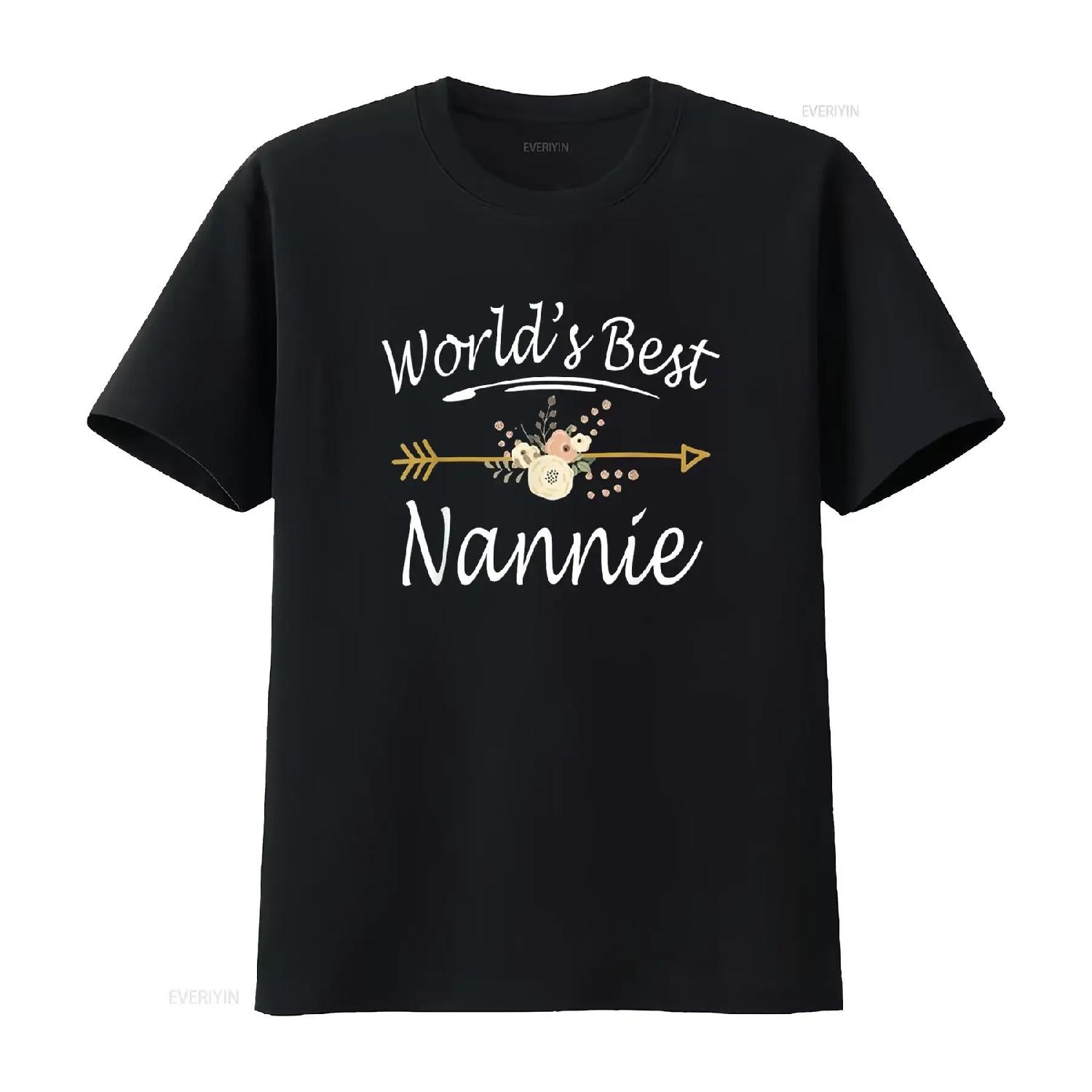 

Womens World S Best Nannie T Shirt Mothers Day s Cute Black 2XL vintage Washed Top For Everyday Wear Stylish Stretched S чёрный
