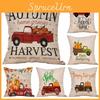 Premium Cotton Linen Cushion Cover With Festive Pumpkin Car Print For Home Decor