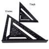 Règle triangulaire Imperial 7/12 pouces en aluminium anodisé noir, angle 45°/90° pour le travail du bois